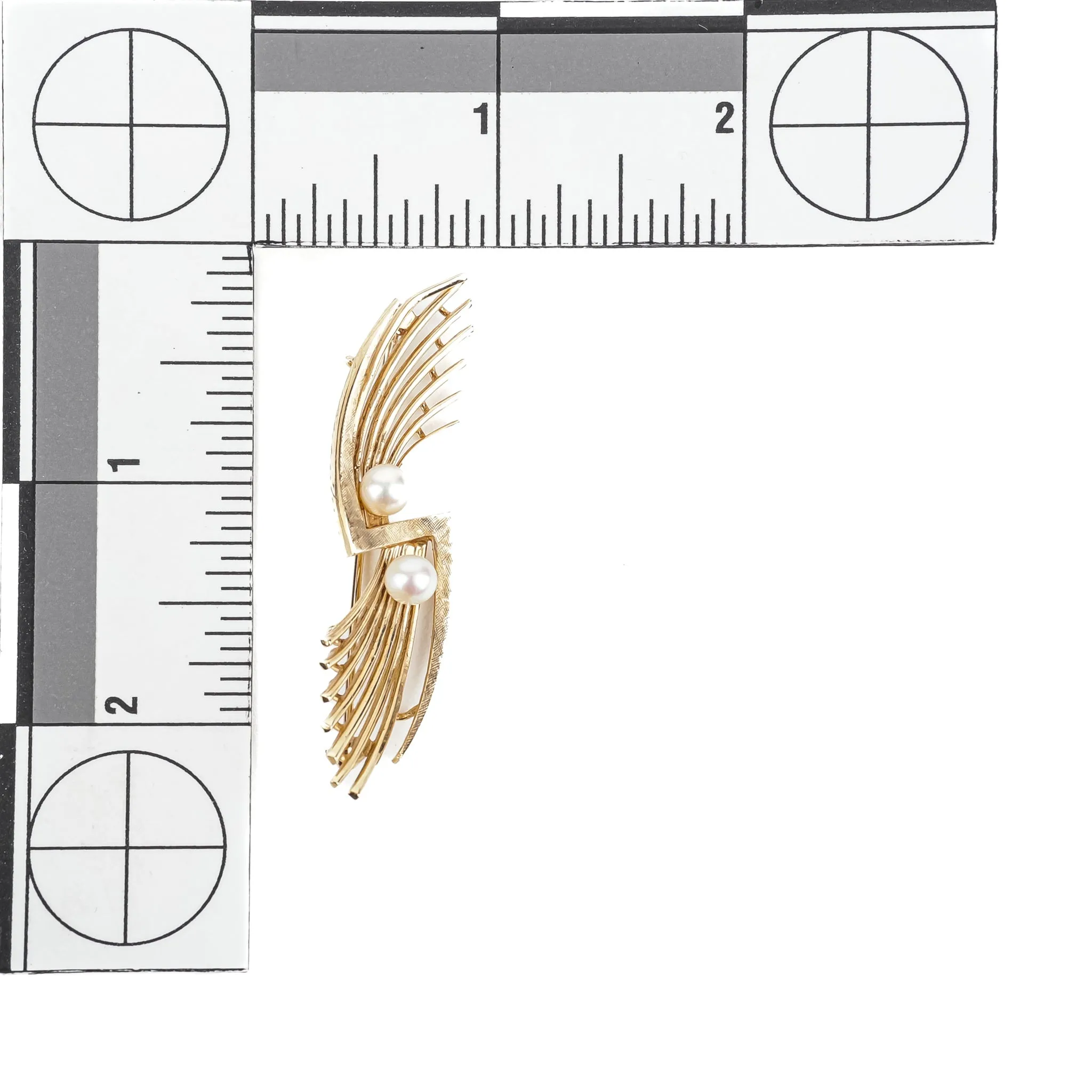 10K Yellow Gold 2-Pearl Bypass Brooch