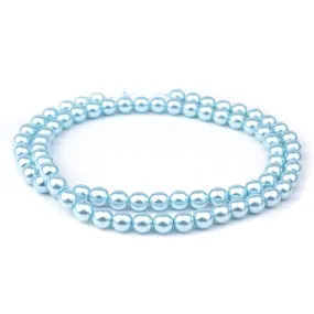 8mm Baby Blue Pearl Coated Czech Glass Pearls Strand