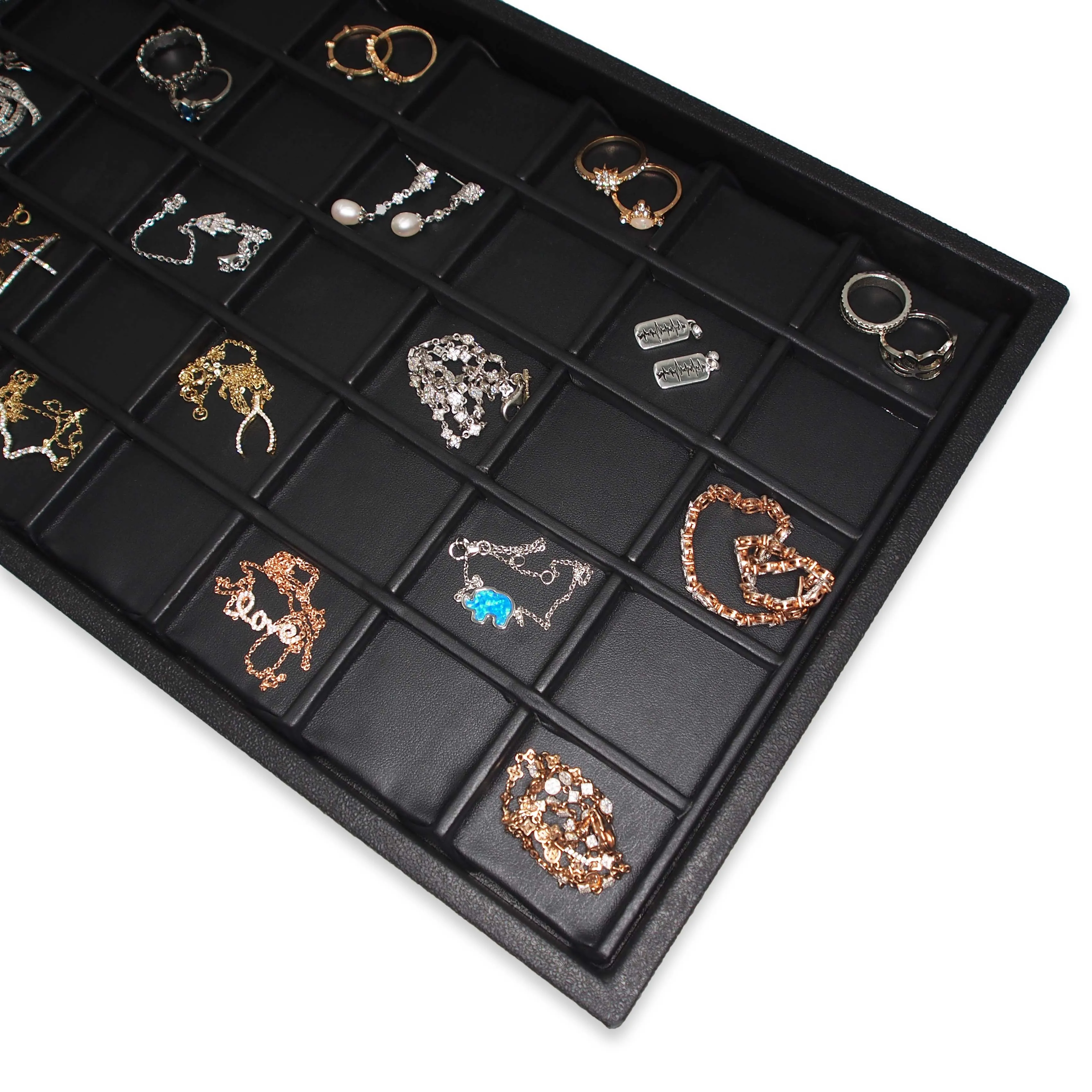 Black Faux Leather 40 Section Deluxe Tray Insert