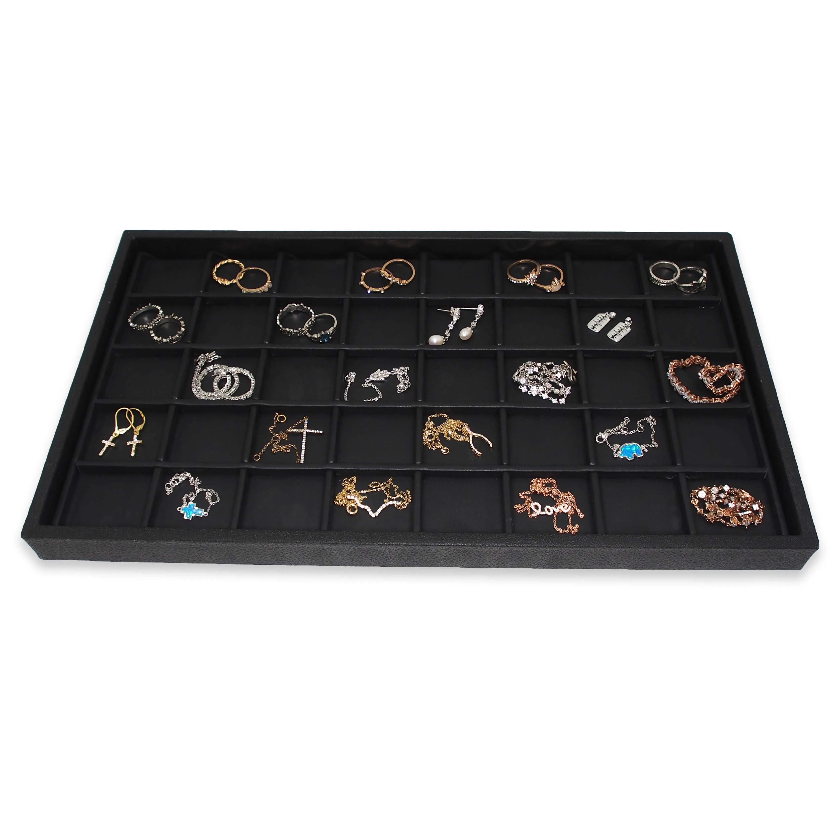 Black Faux Leather 40 Section Deluxe Tray Insert