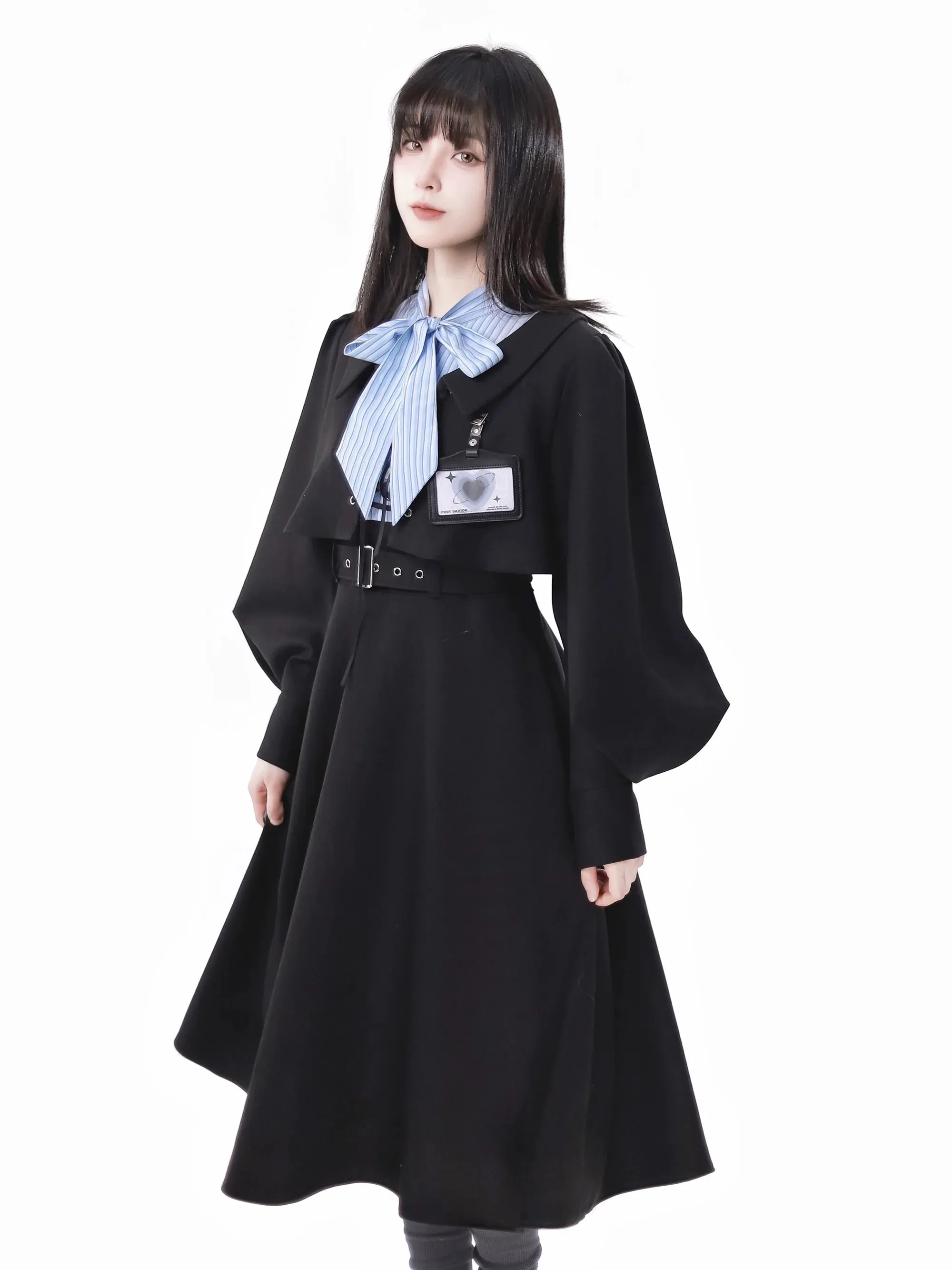 Blue-black Striped College Suit