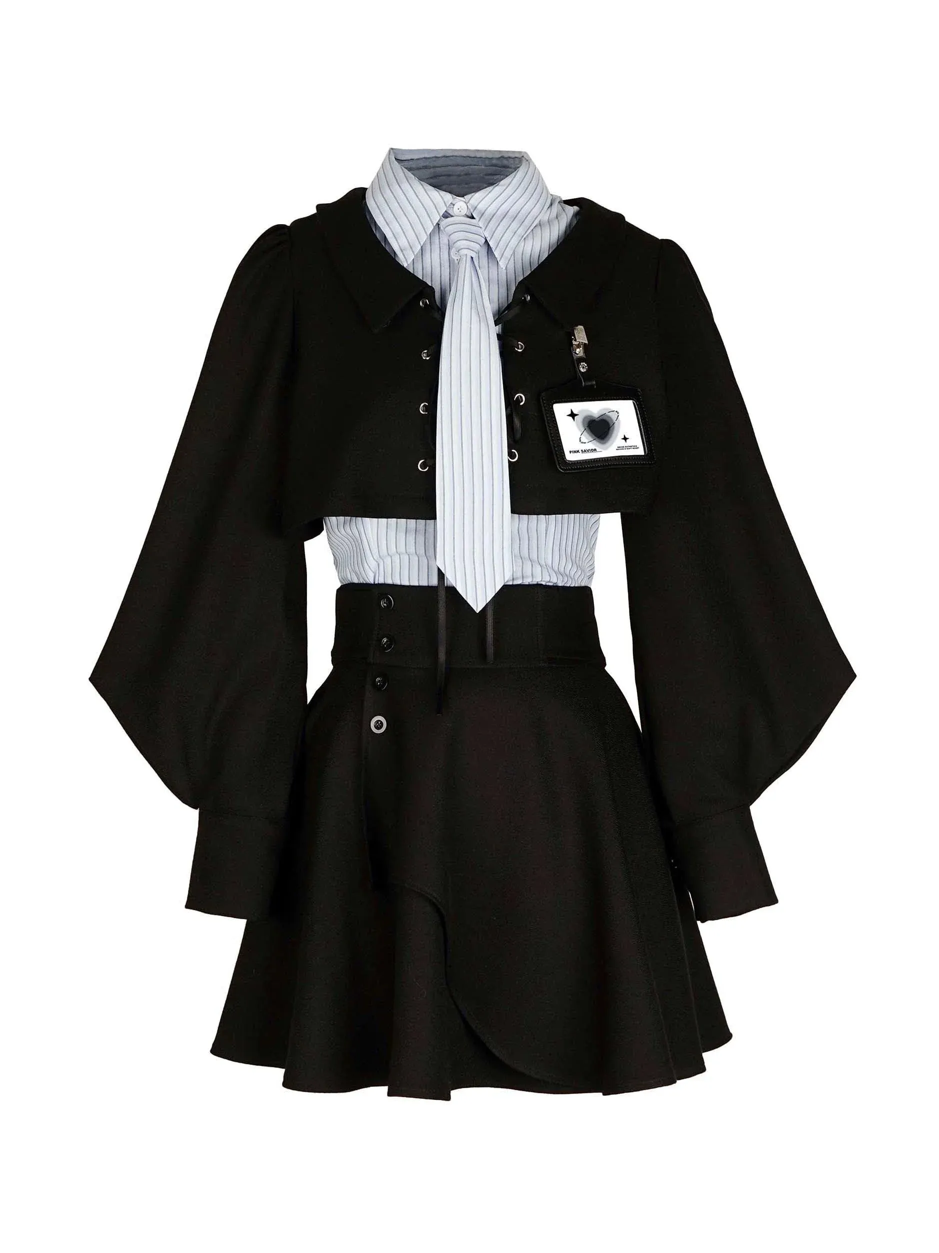 Blue-black Striped College Suit
