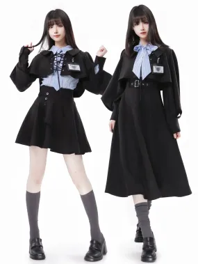 Blue-black Striped College Suit