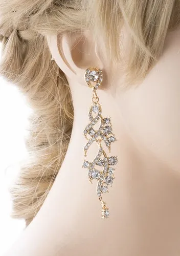Bridal Wedding Jewelry Crystal Rhinestone Dazzling Chic Dangle Earrings E950 SV