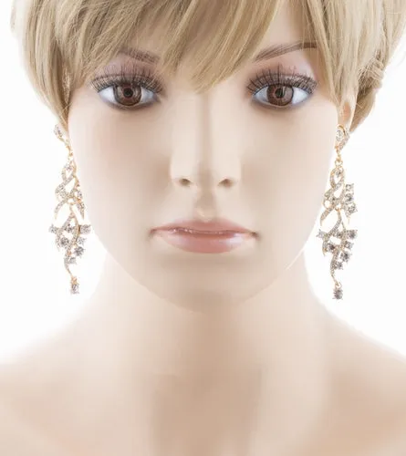 Bridal Wedding Jewelry Crystal Rhinestone Dazzling Chic Dangle Earrings E950 SV