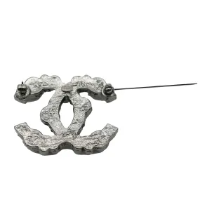 CHANEL 2012 Silver Tone Strass CC Brooch