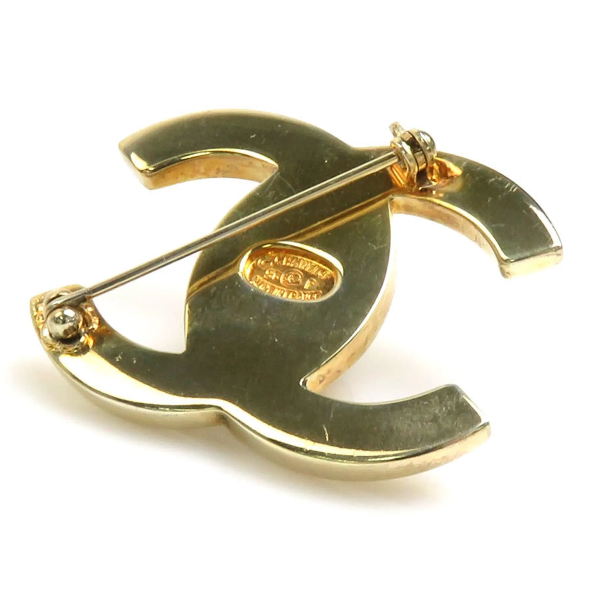 CHANEL Brooch Coco Mark Turnlock Metal Gold Unisex