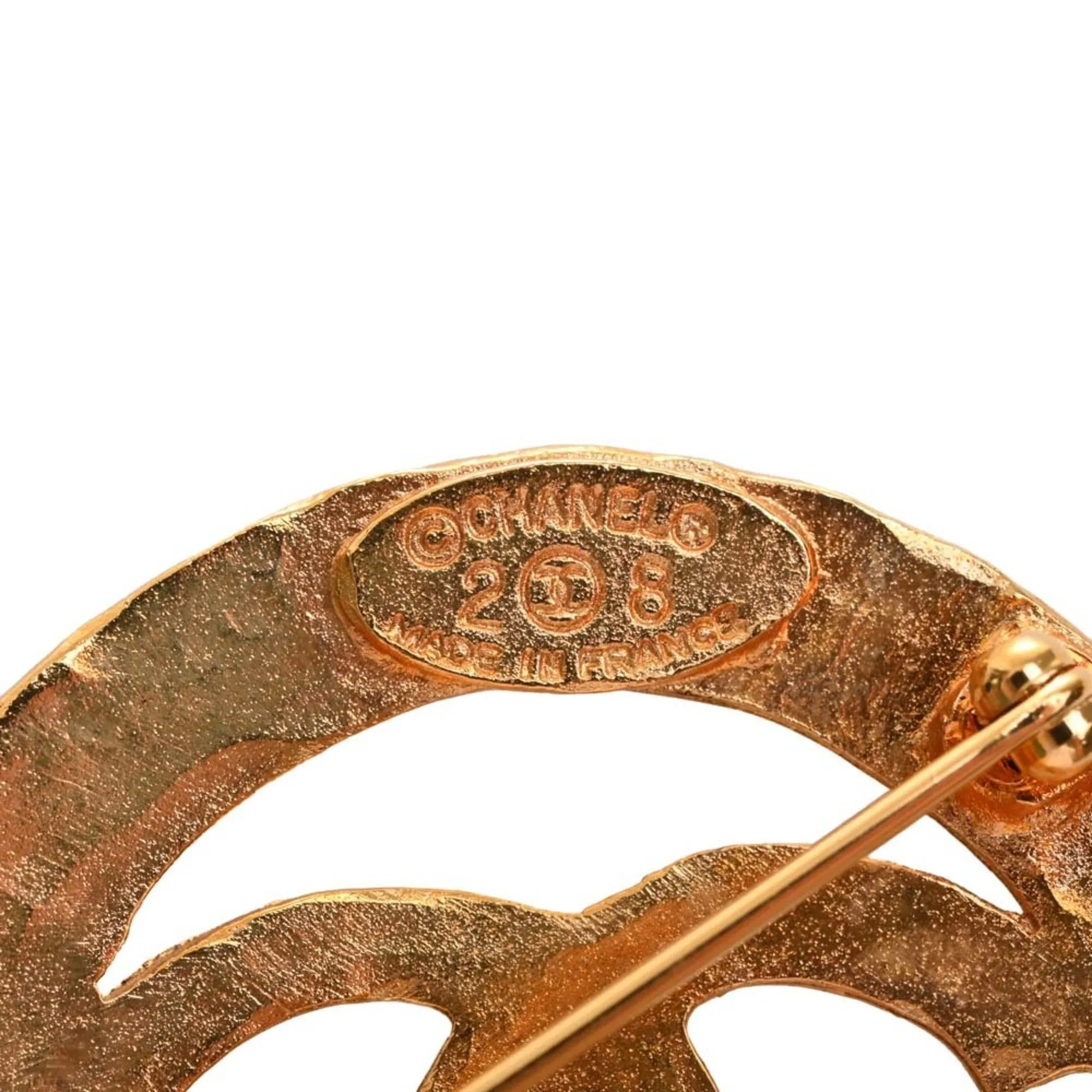 CHANEL Cocomark Circle Brooch Gold Ladies
