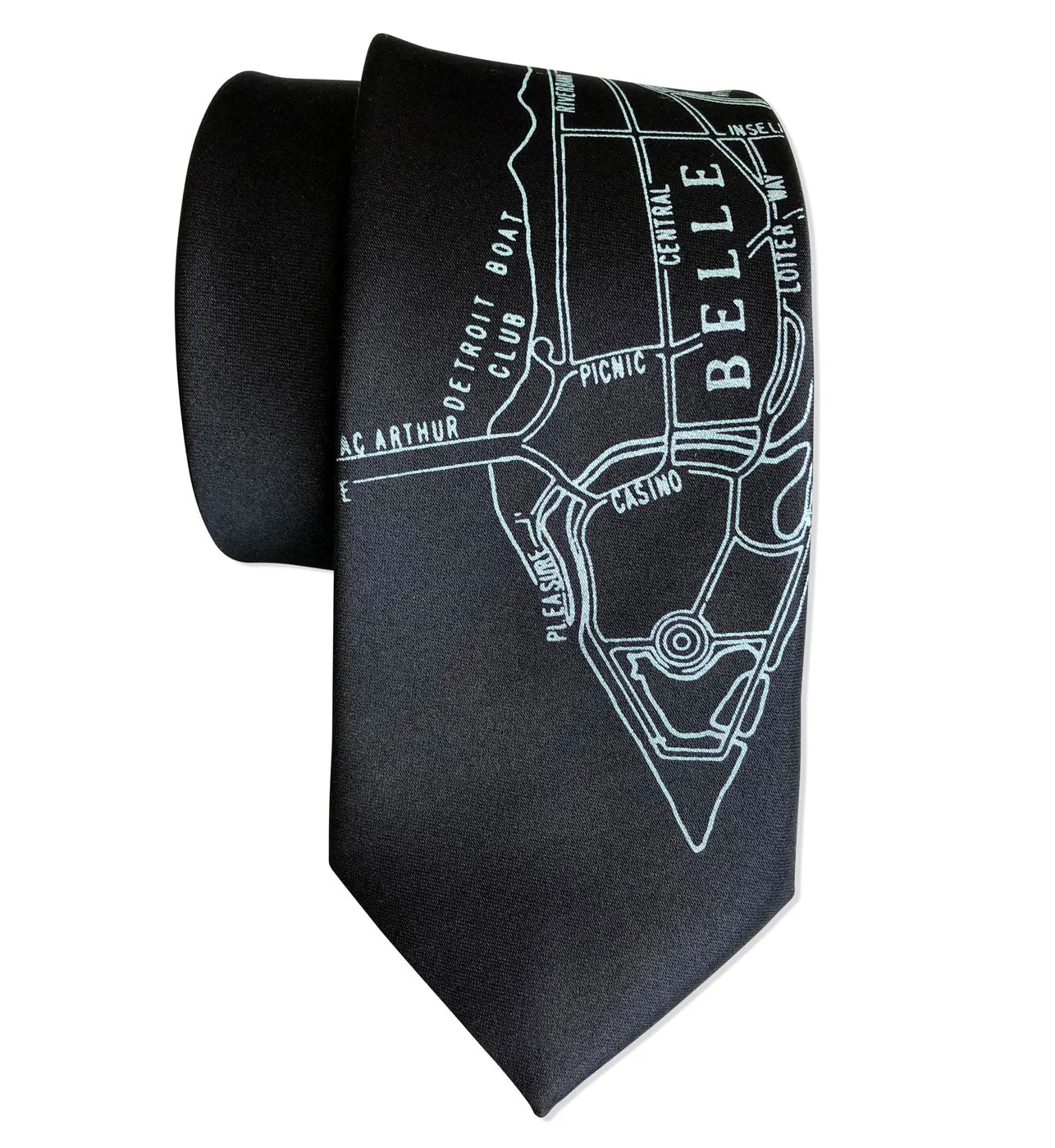 Detroit Map Tie, Belle Isle Necktie