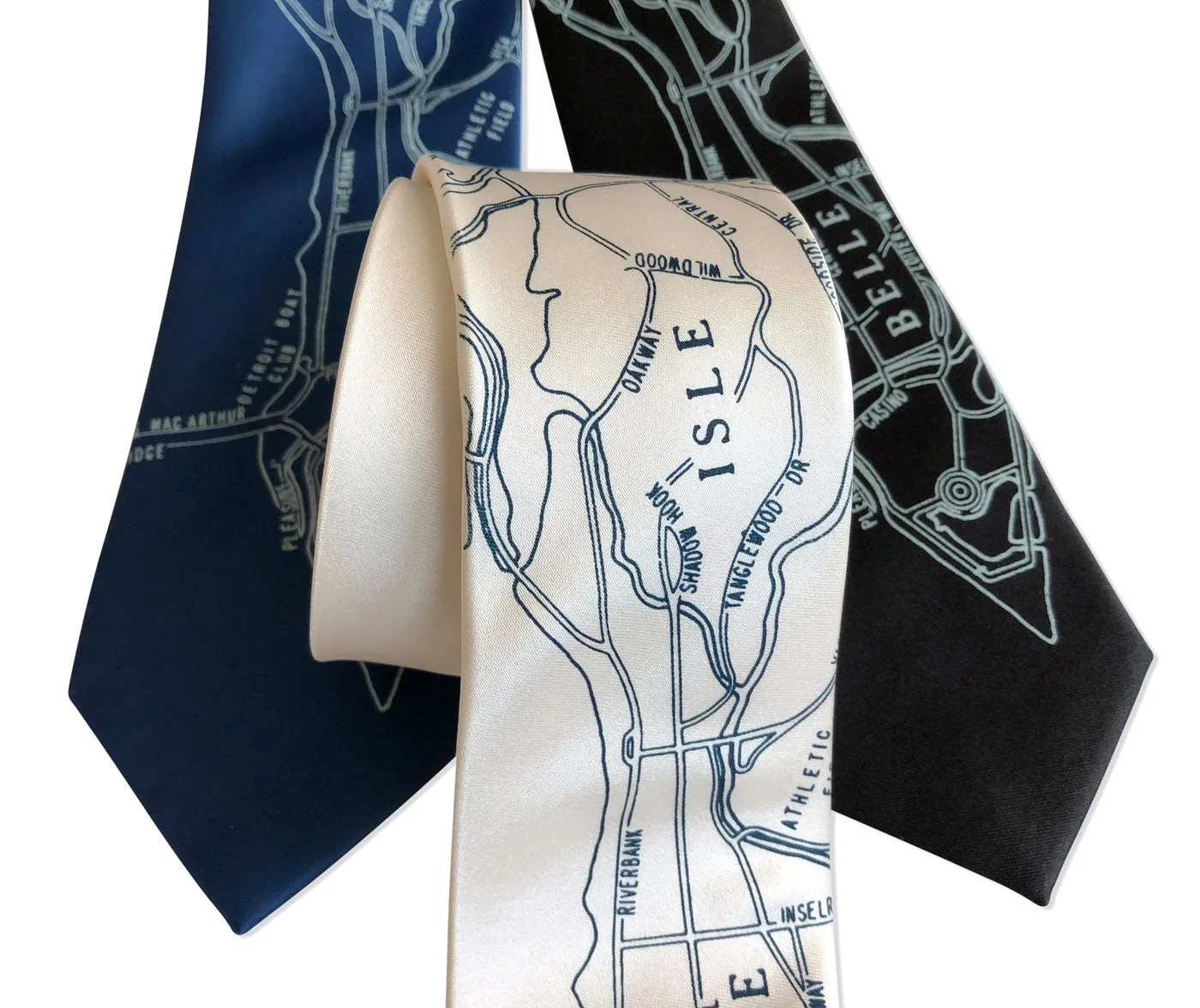 Detroit Map Tie, Belle Isle Necktie