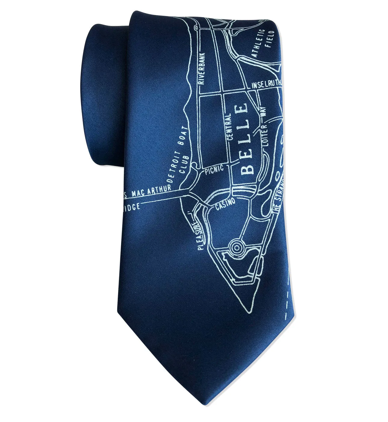 Detroit Map Tie, Belle Isle Necktie
