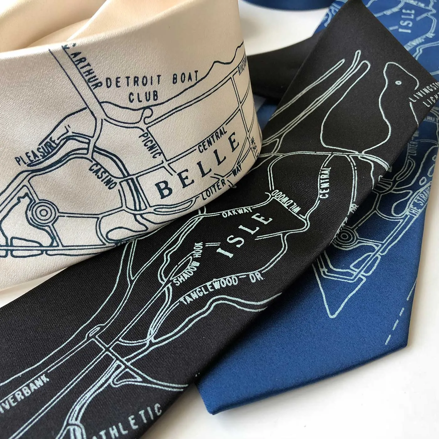 Detroit Map Tie, Belle Isle Necktie