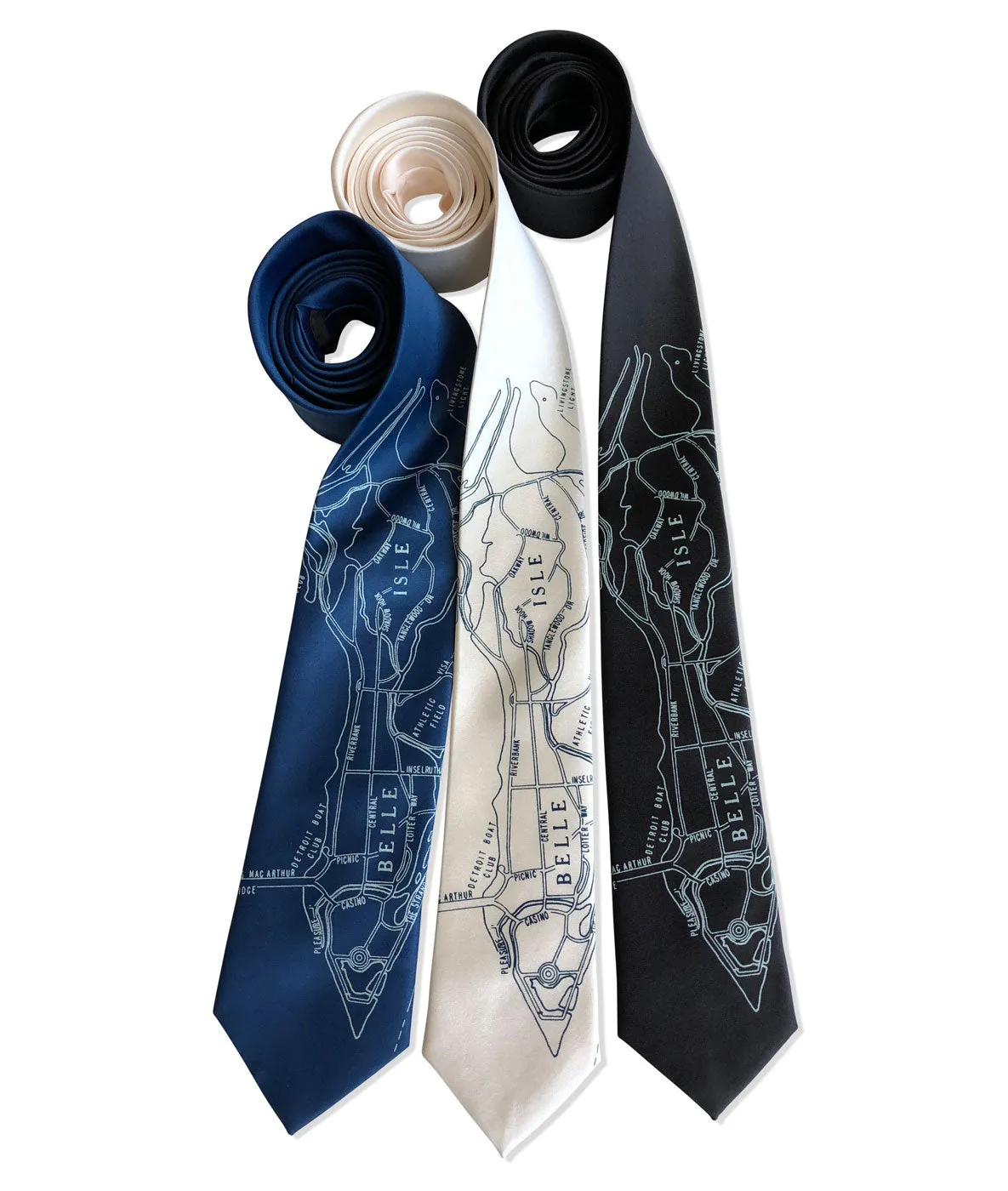 Detroit Map Tie, Belle Isle Necktie