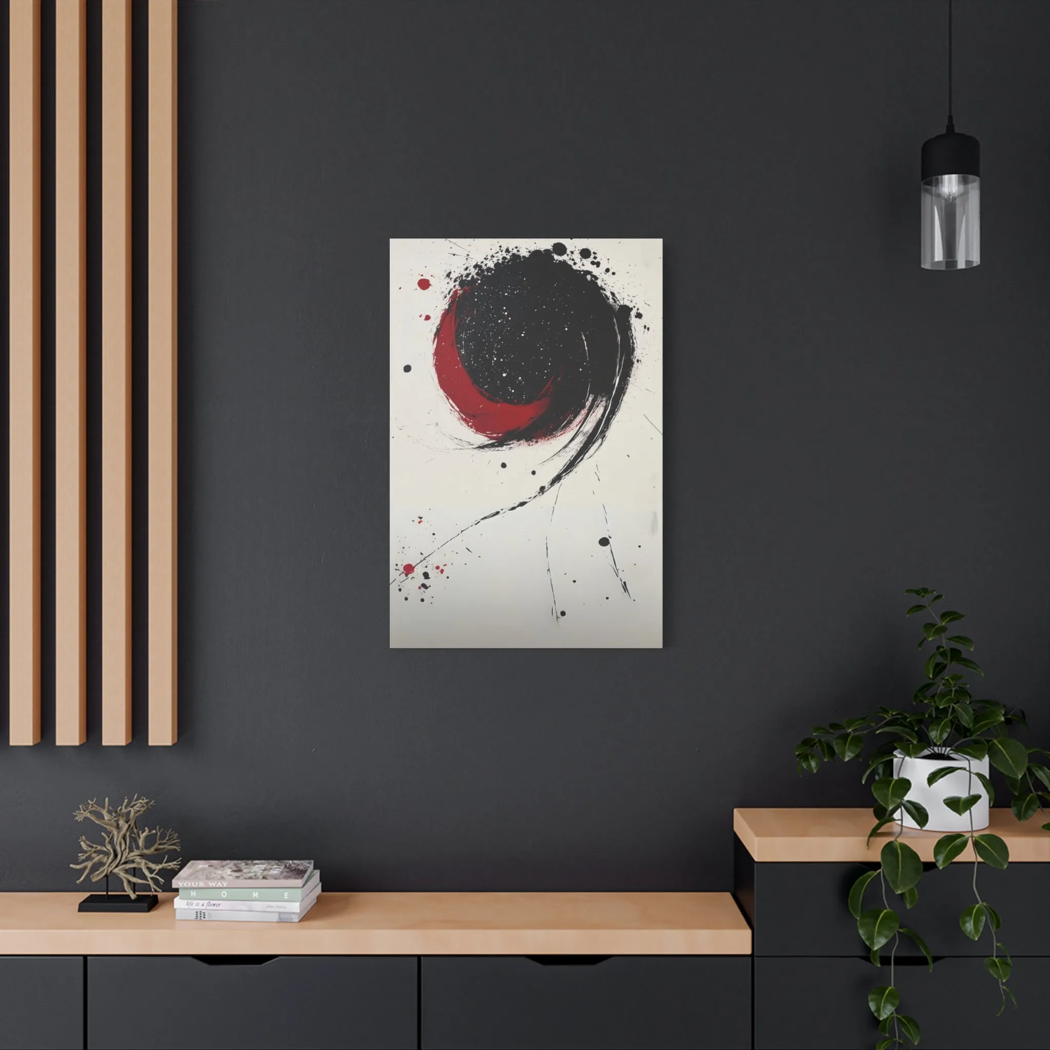 DUO MODERN "Abstract Red & Black Wall Art"