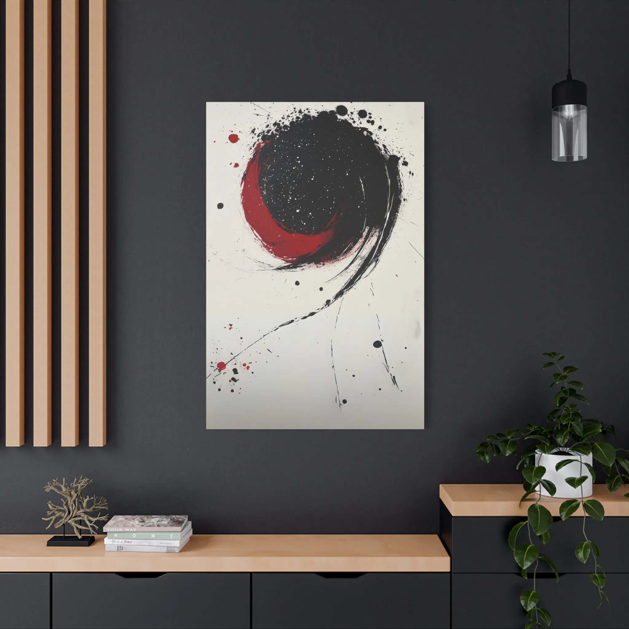 DUO MODERN "Abstract Red & Black Wall Art"