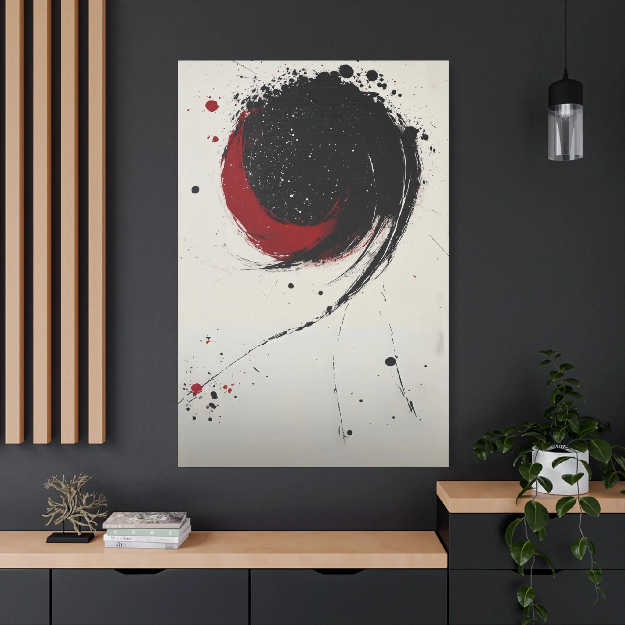 DUO MODERN "Abstract Red & Black Wall Art"