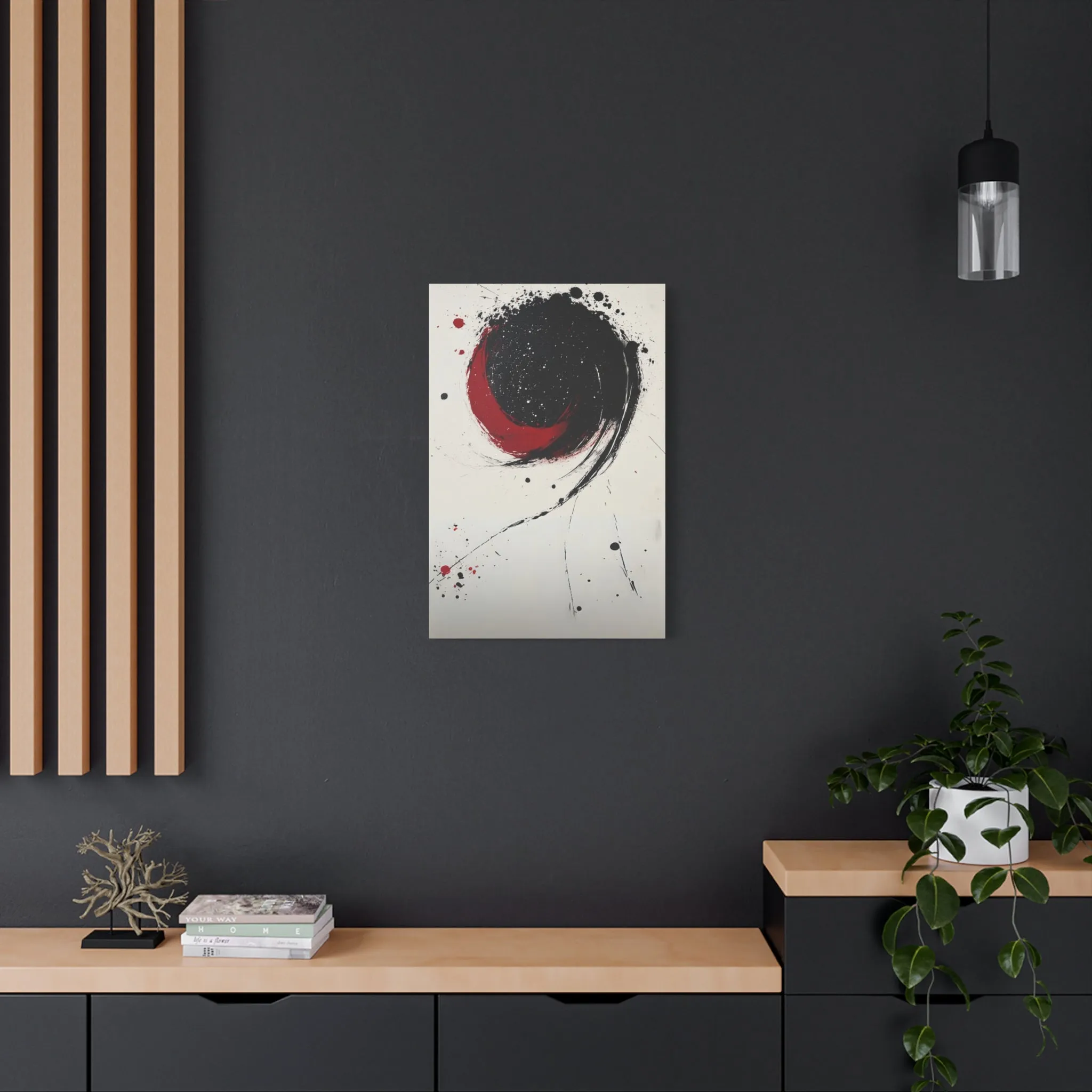DUO MODERN "Abstract Red & Black Wall Art"