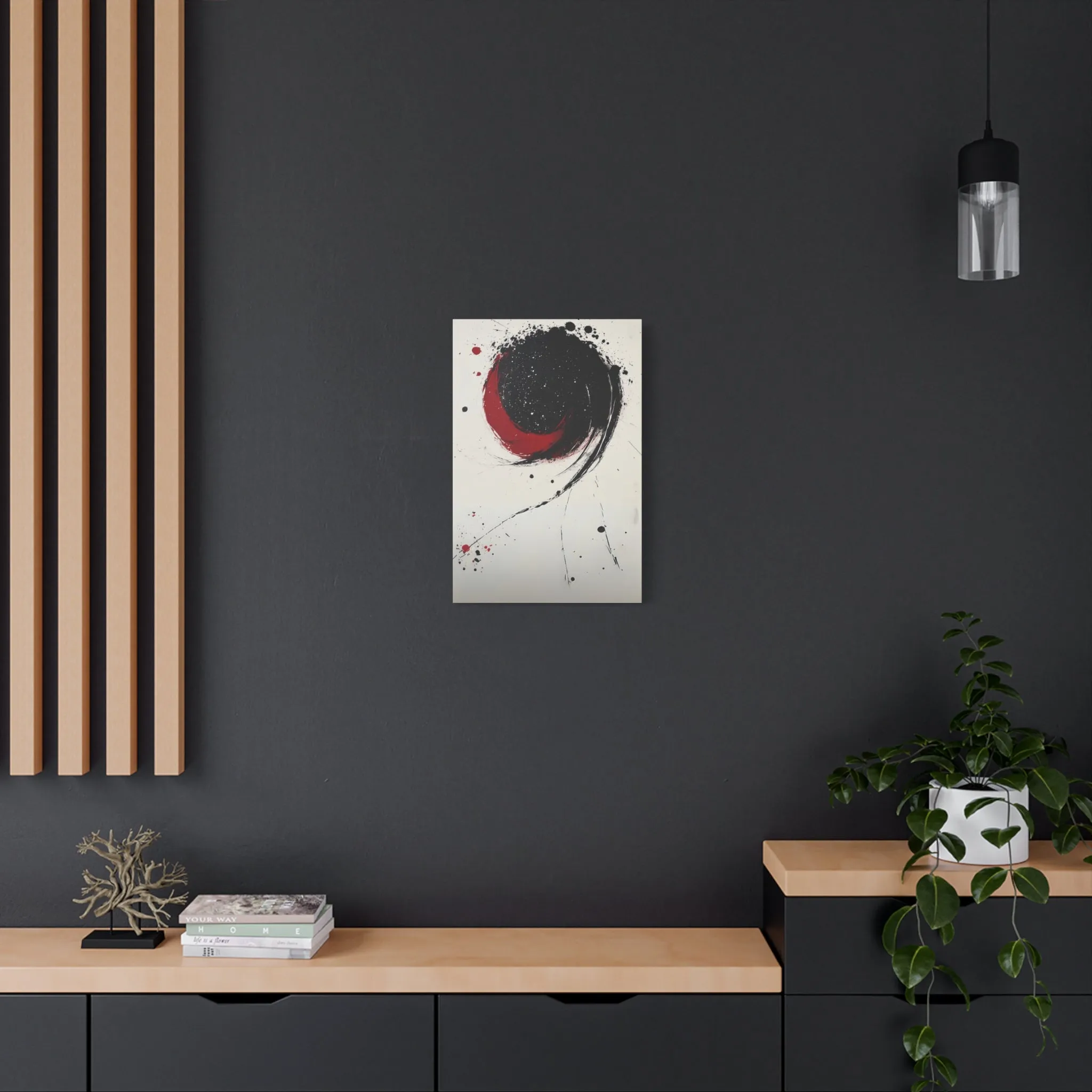 DUO MODERN "Abstract Red & Black Wall Art"