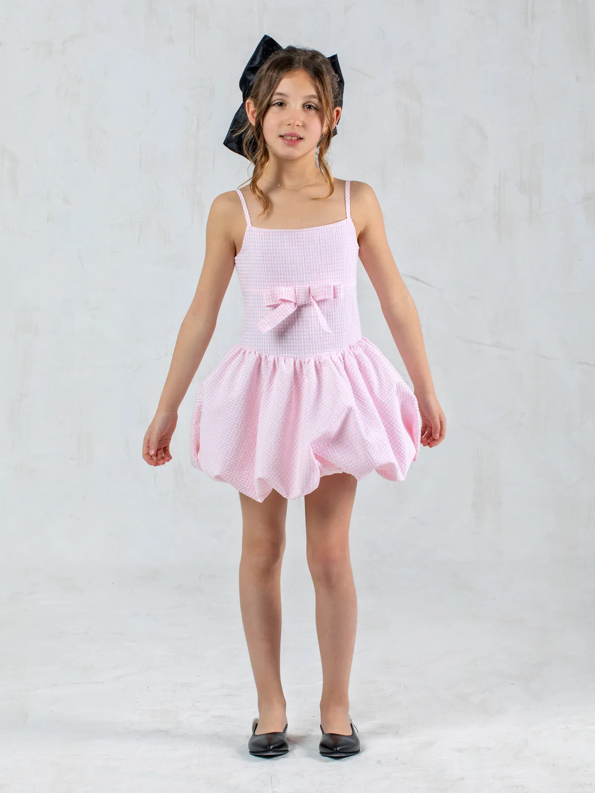 Girl's balloon dress with bow - HOLLY
