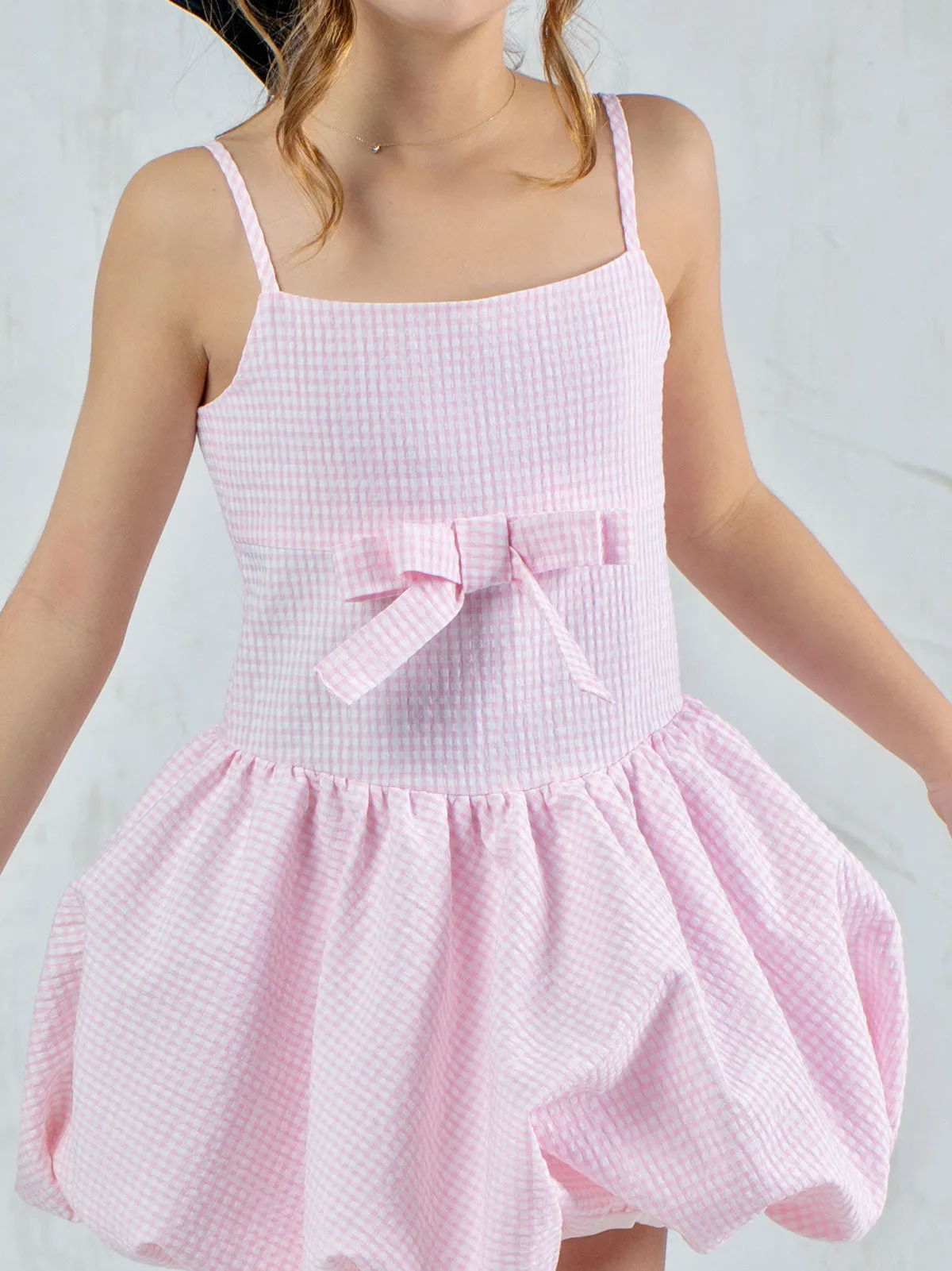 Girl's balloon dress with bow - HOLLY