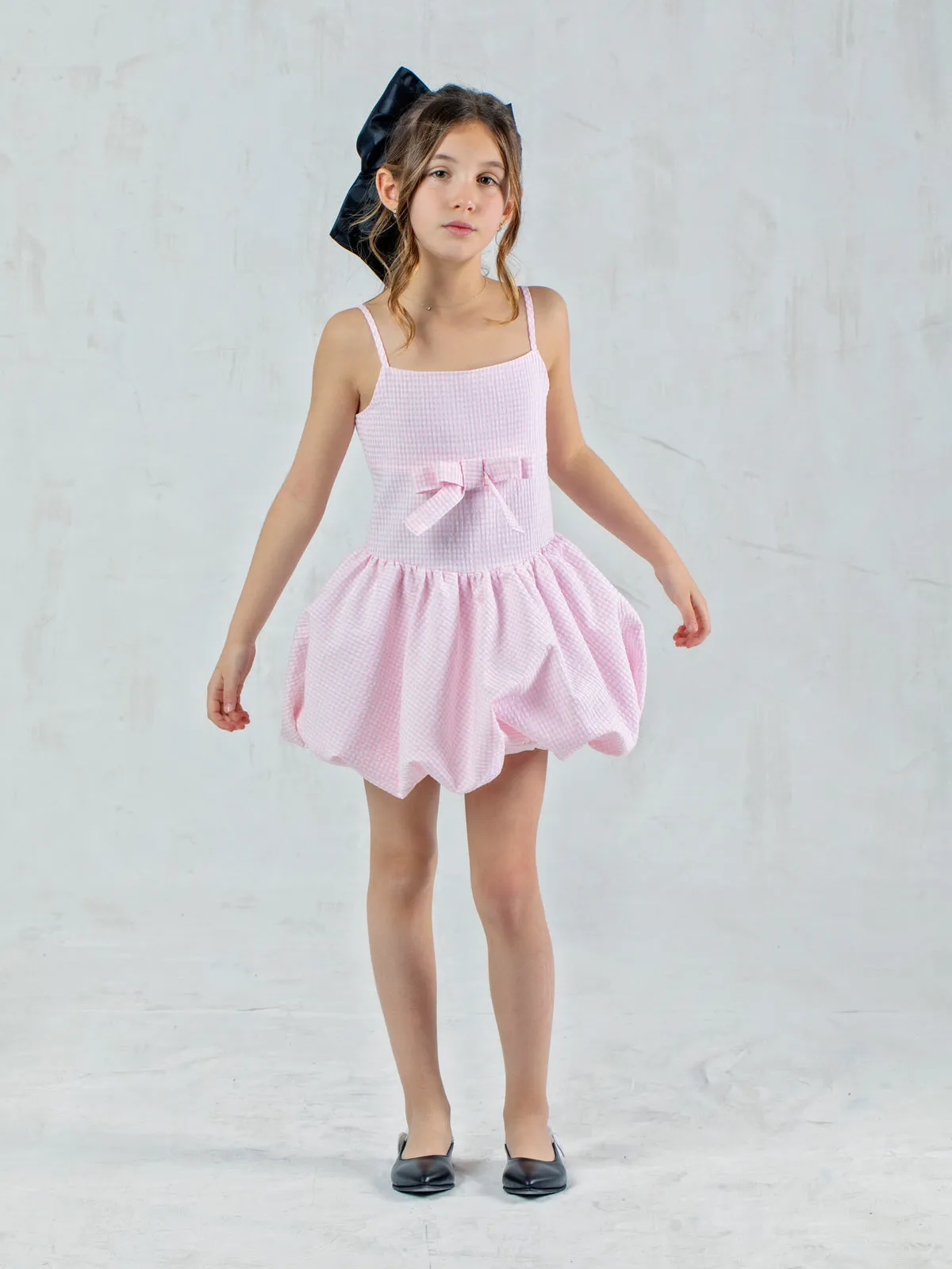 Girl's balloon dress with bow - HOLLY