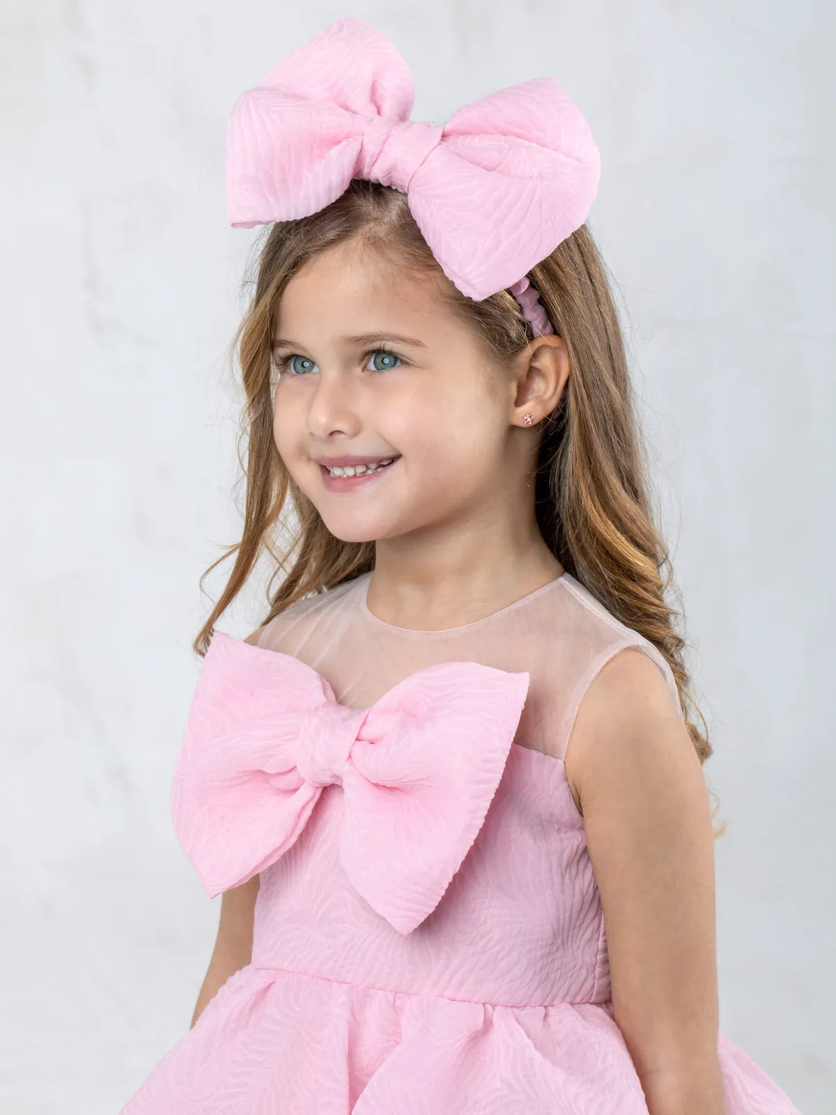 Girl's Balloon embossed dress - IROFILI PINK