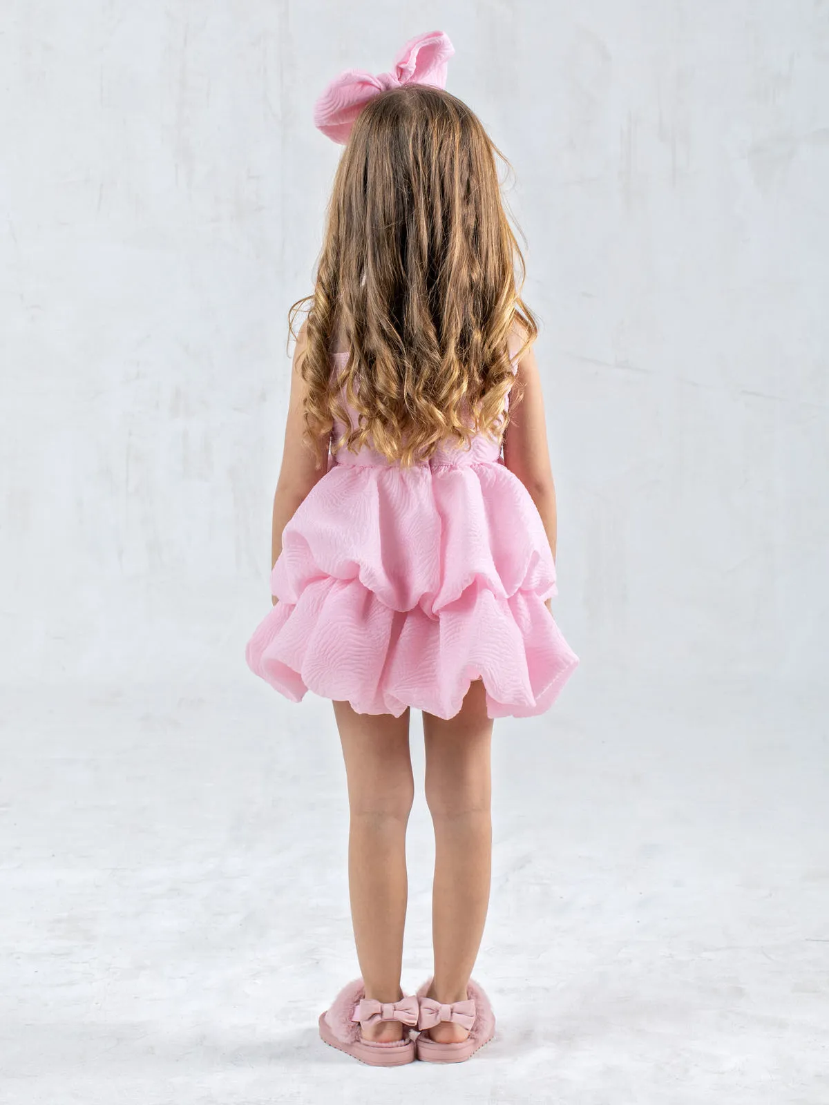 Girl's Balloon embossed dress - IROFILI PINK