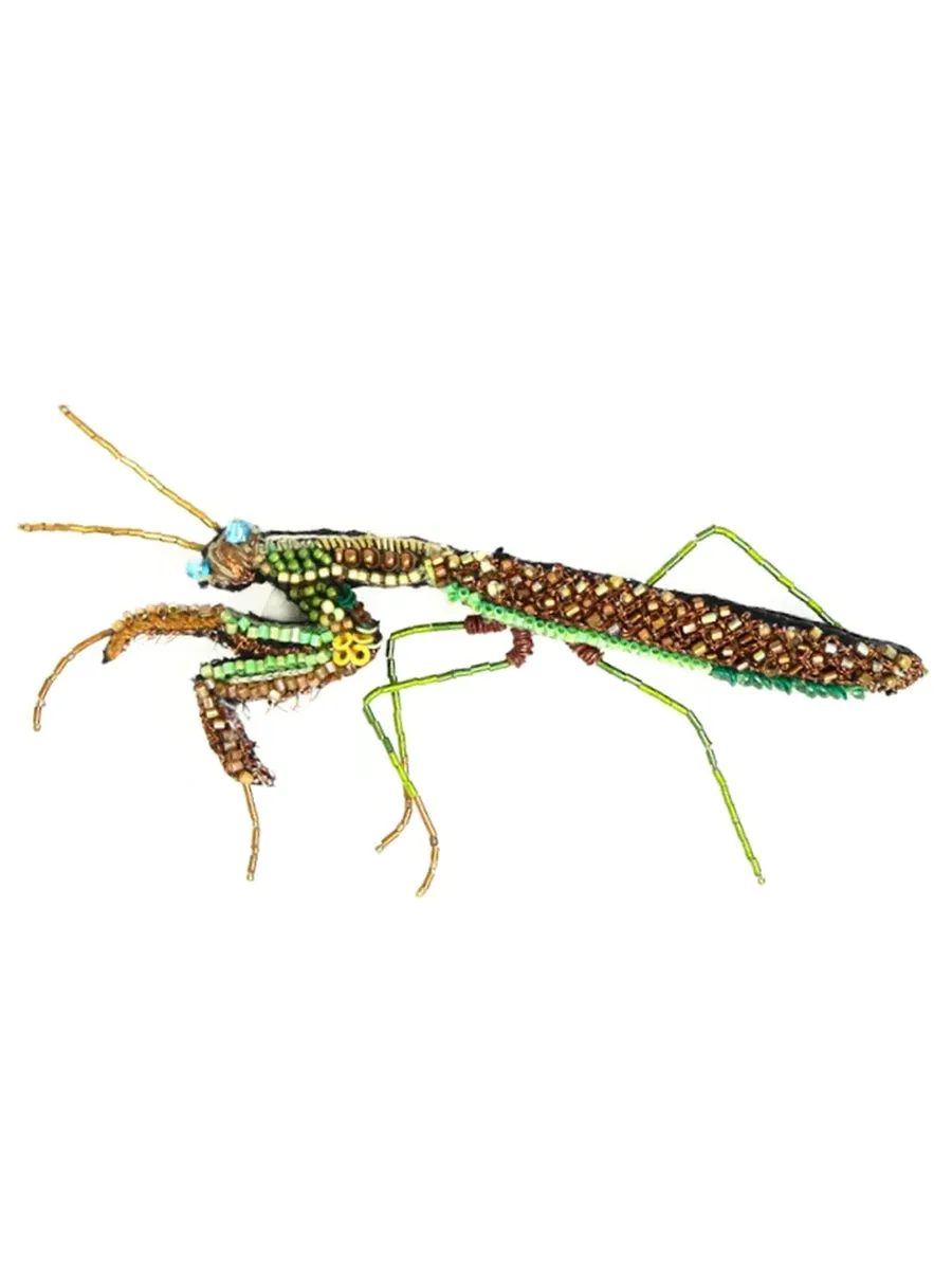 Green Mantis Brooch Pin