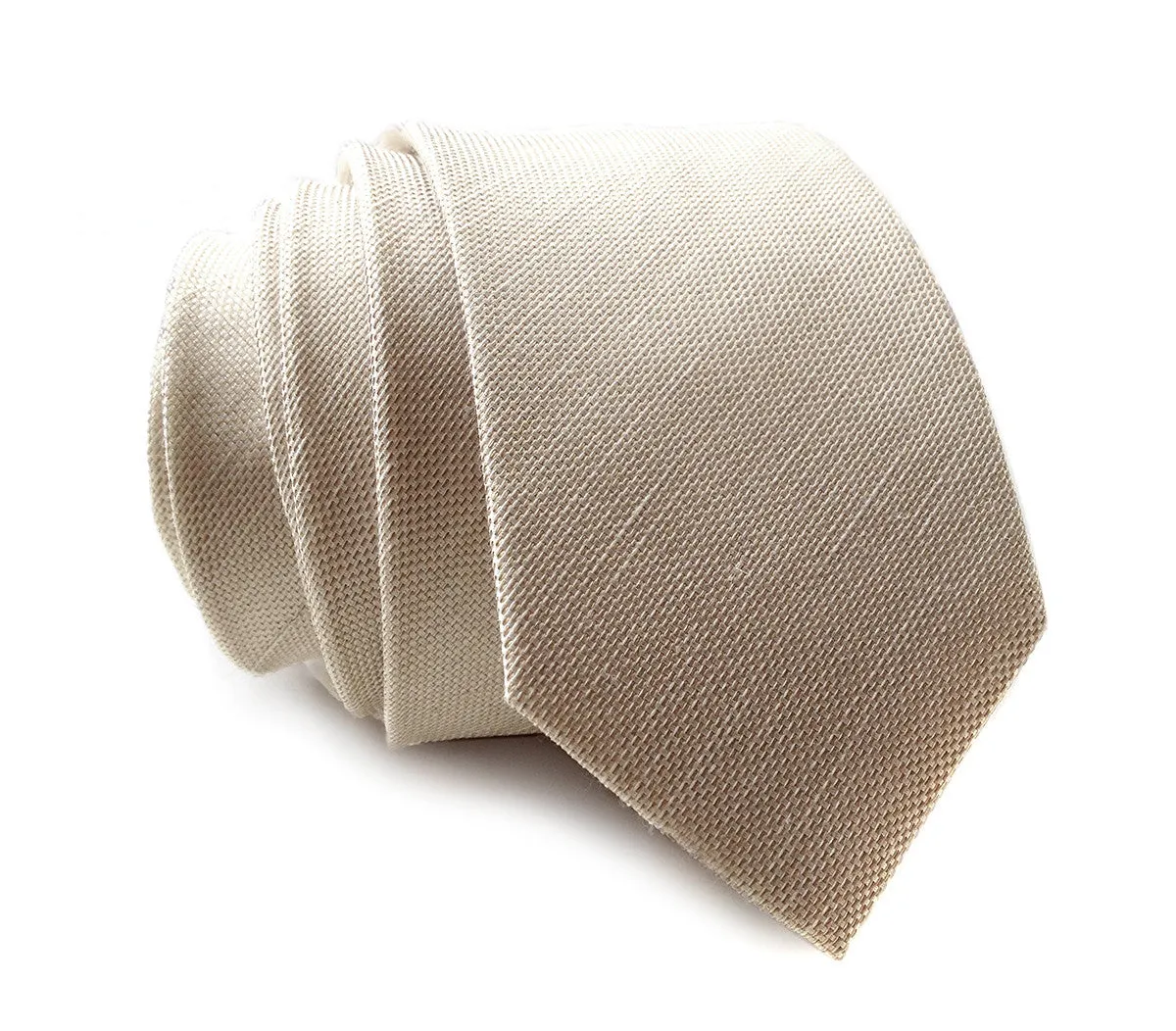 Light Khaki Linen Necktie. Solid Color Tie, Davison