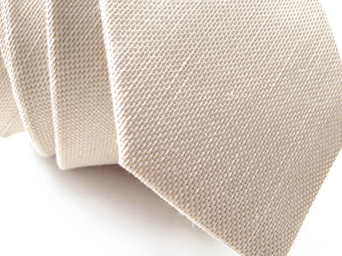 Light Khaki Linen Necktie. Solid Color Tie, Davison