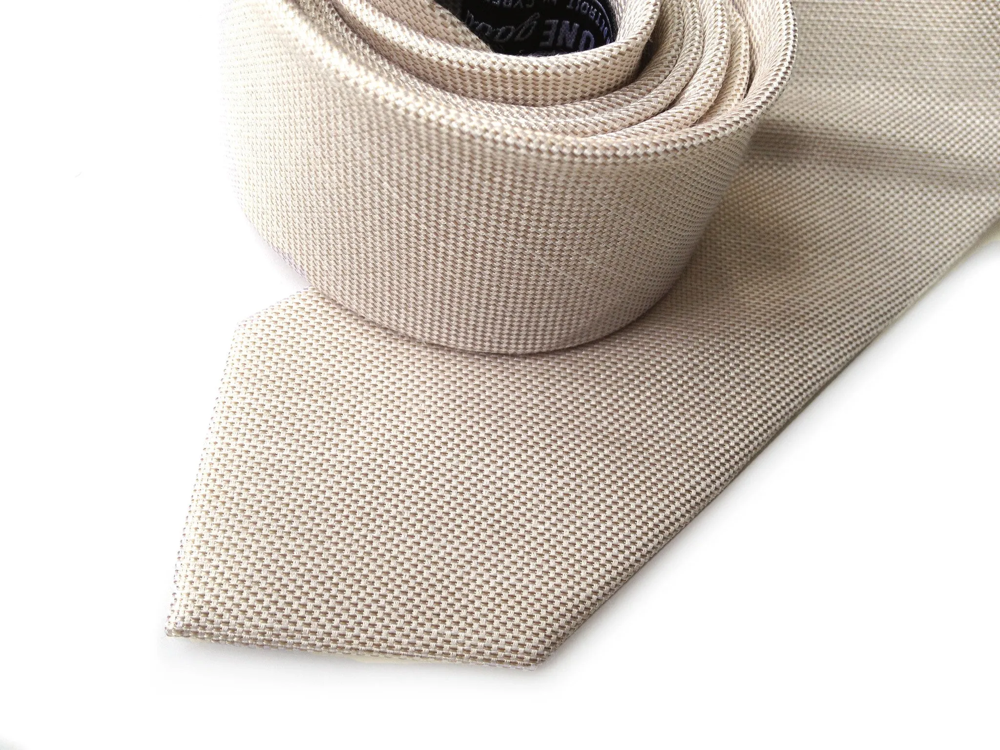 Light Khaki Linen Necktie. Solid Color Tie, Davison