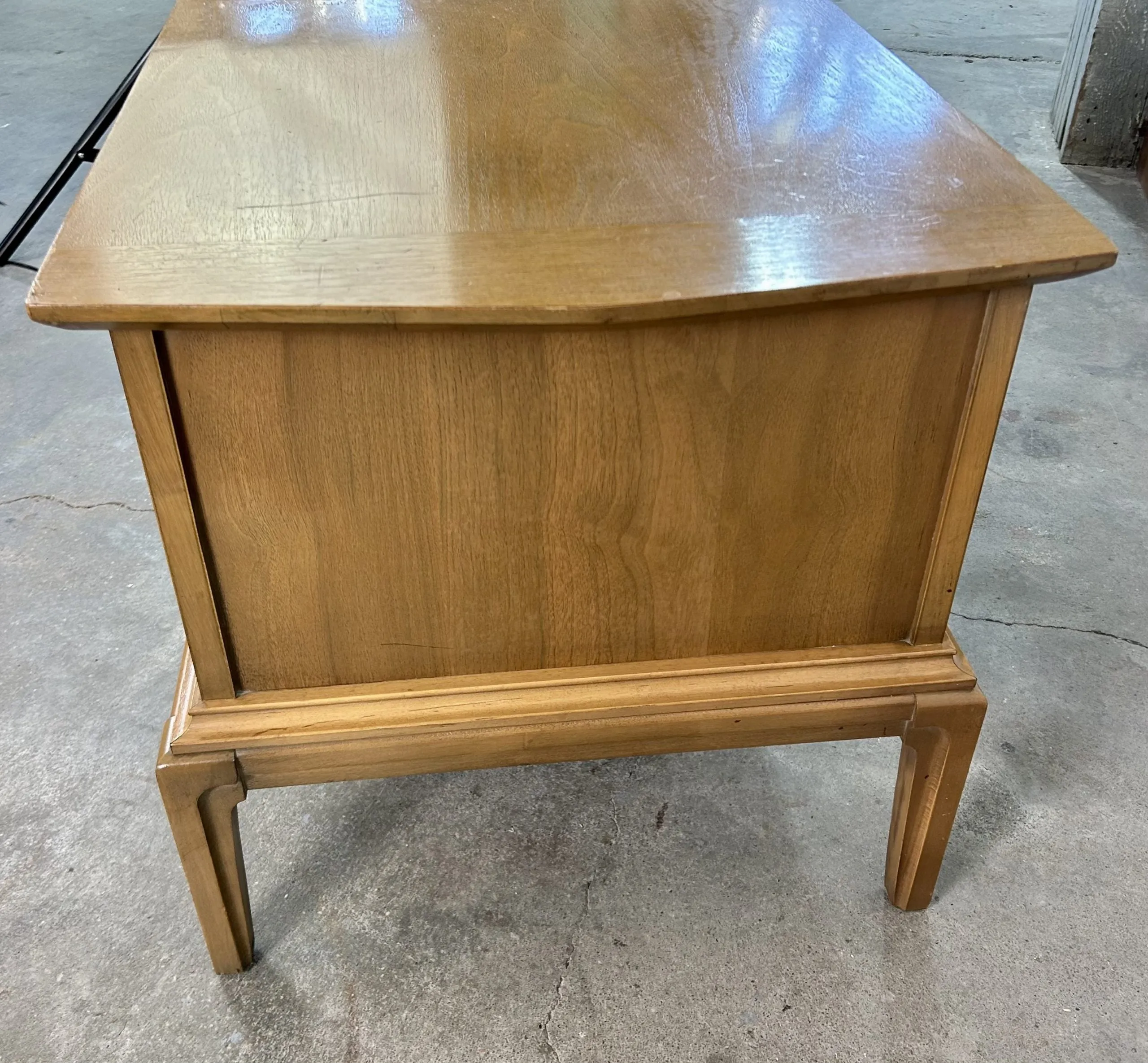 MCM Side Table Cabinet or End Table, Solid Wood, Light Brown, Moroccan Style