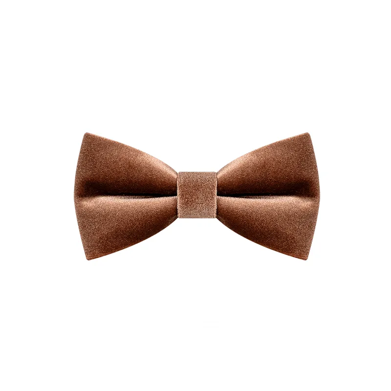 Men's Caramel Brown Solid Color Velvet Bow Tie