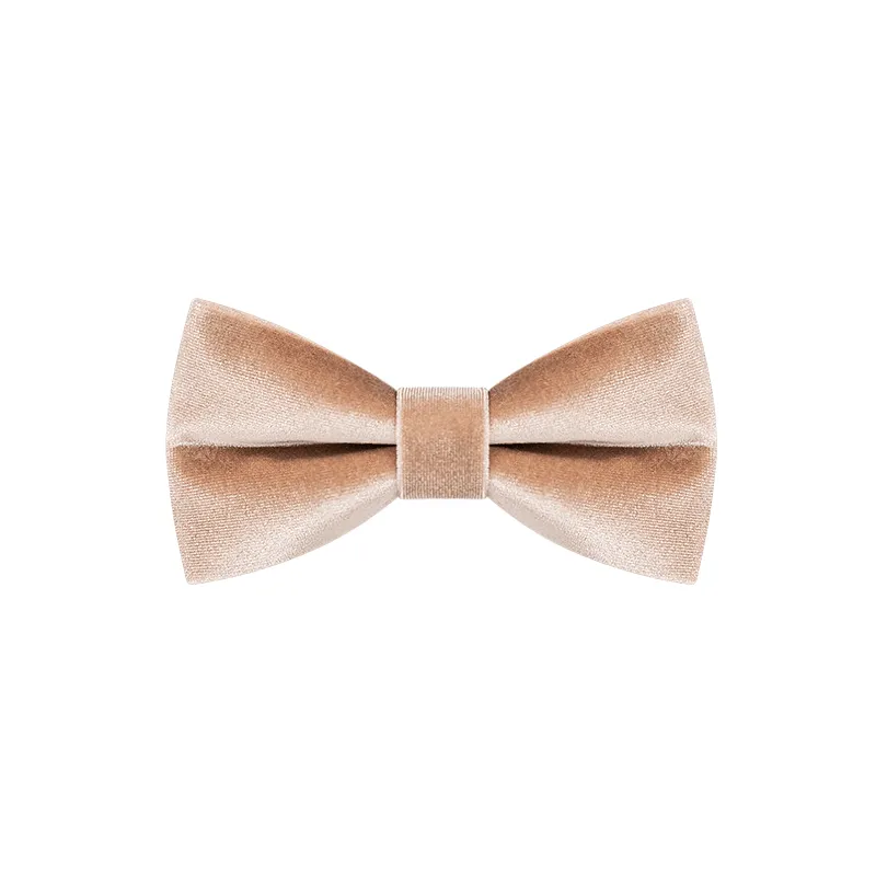 Men's Champagne Solid Color Velvet Bow Tie