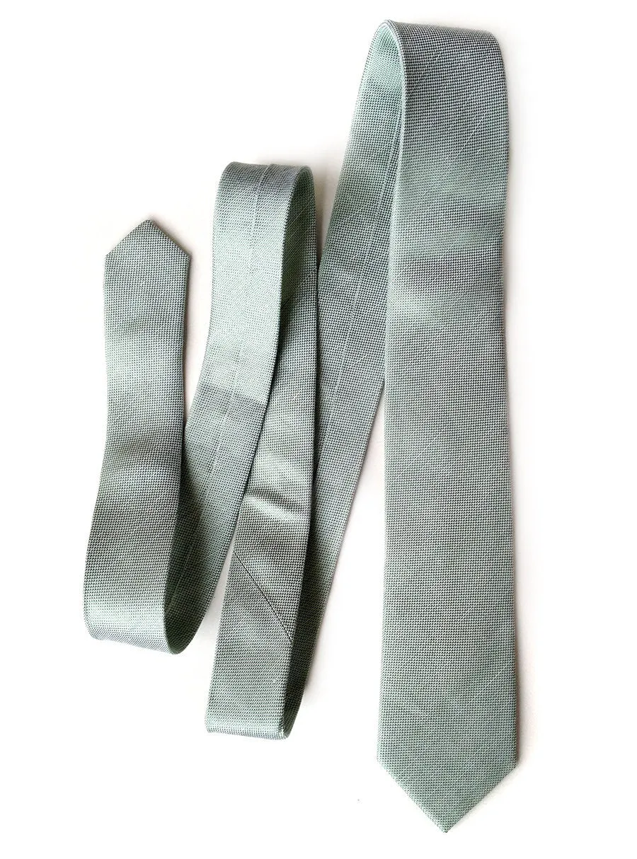 Mint Green Linen Necktie. Solid Color Tie, Spirit of Detroit