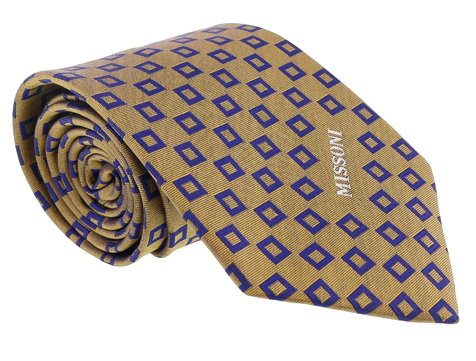 Missoni Square Gold/Blue Woven Pure Silk Tie