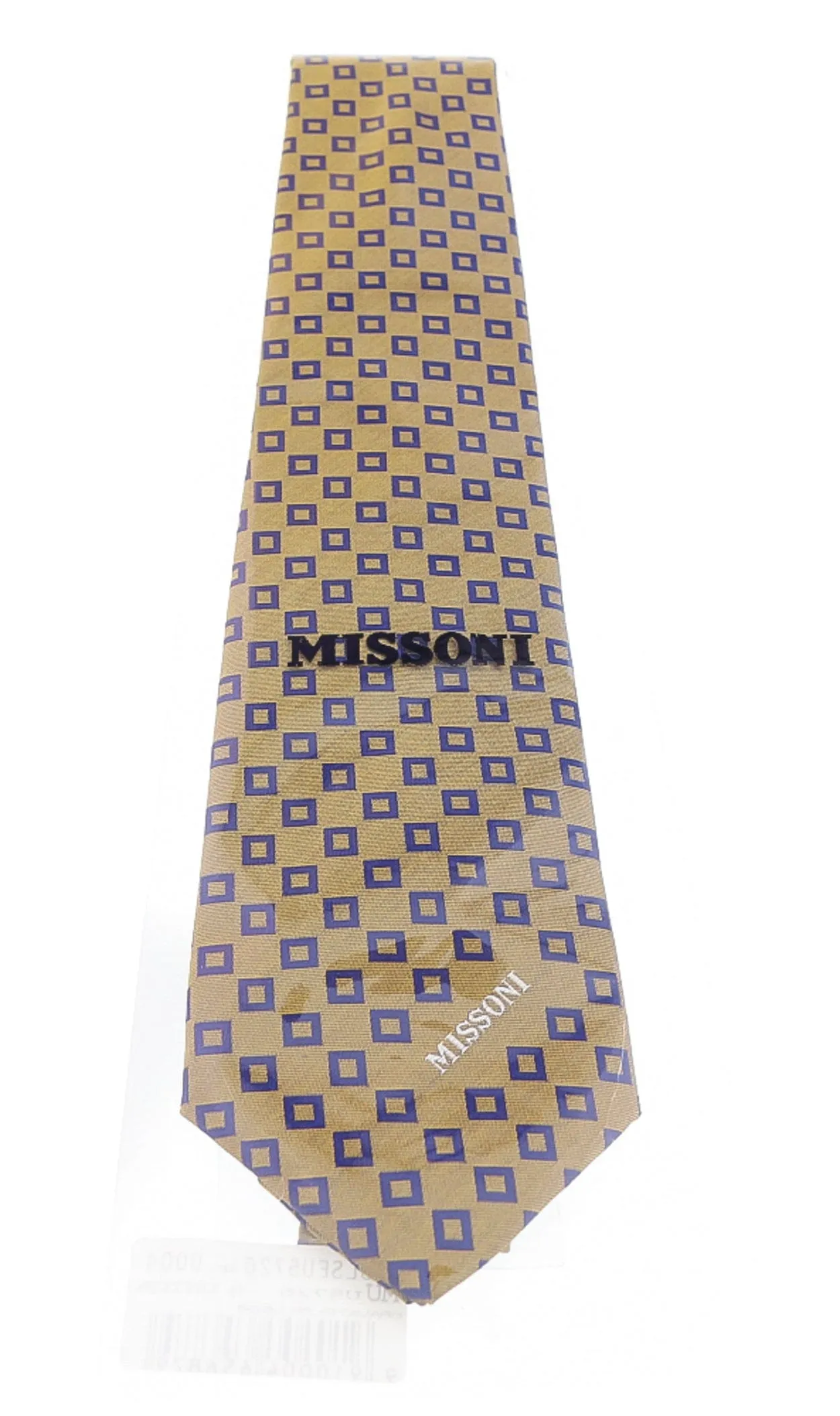 Missoni Square Gold/Blue Woven Pure Silk Tie