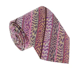 Missoni U4305 Pink/Purple Flame Stitch Pure Silk Tie