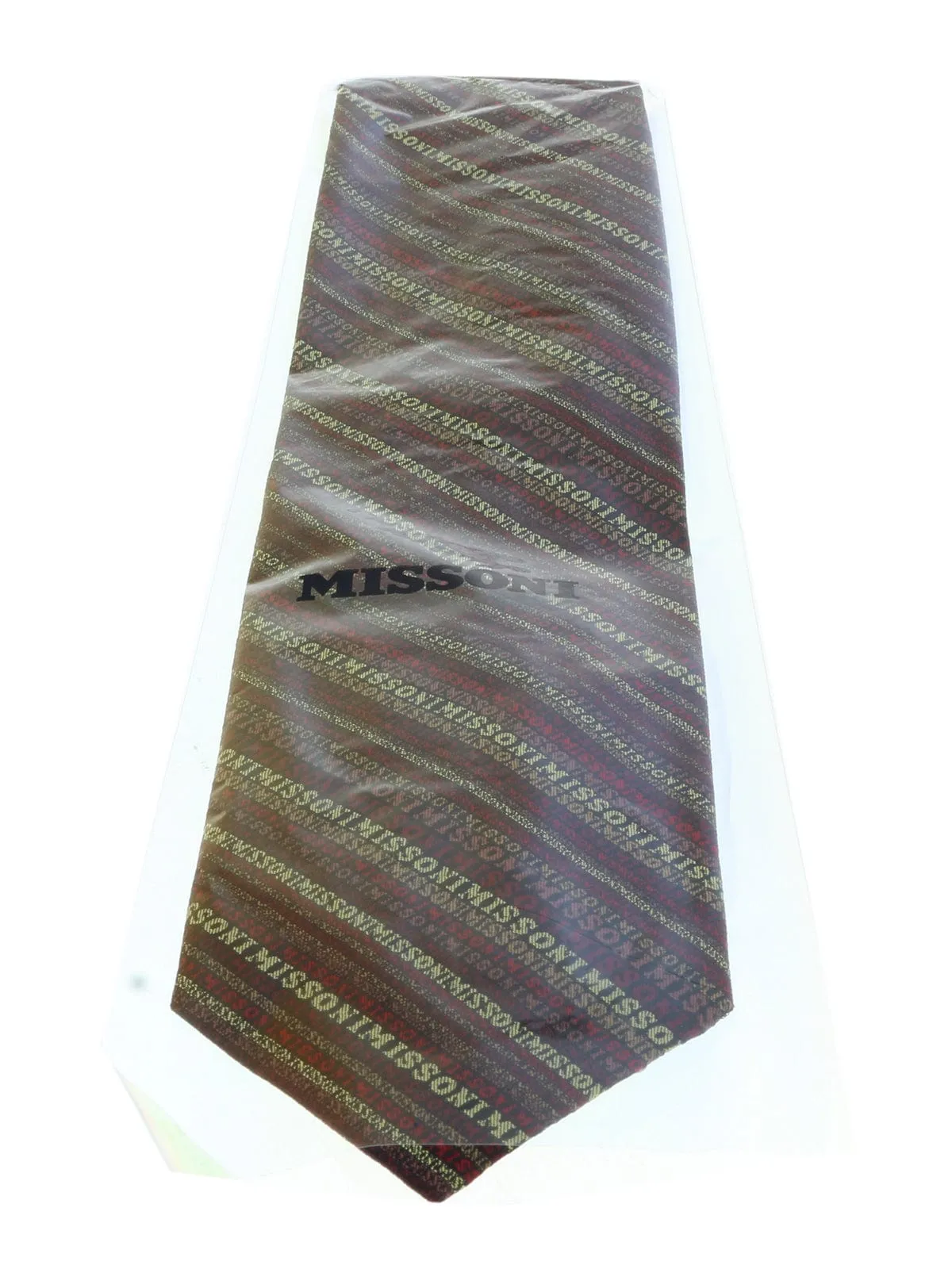 Missoni U5022 Burgundy/Gold Candy Cane Pure Silk Tie