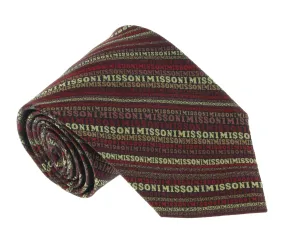 Missoni U5022 Burgundy/Gold Candy Cane Pure Silk Tie