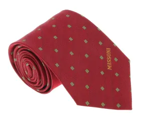 Missoni U5028 Red/Gold Motif Pure Silk Tie