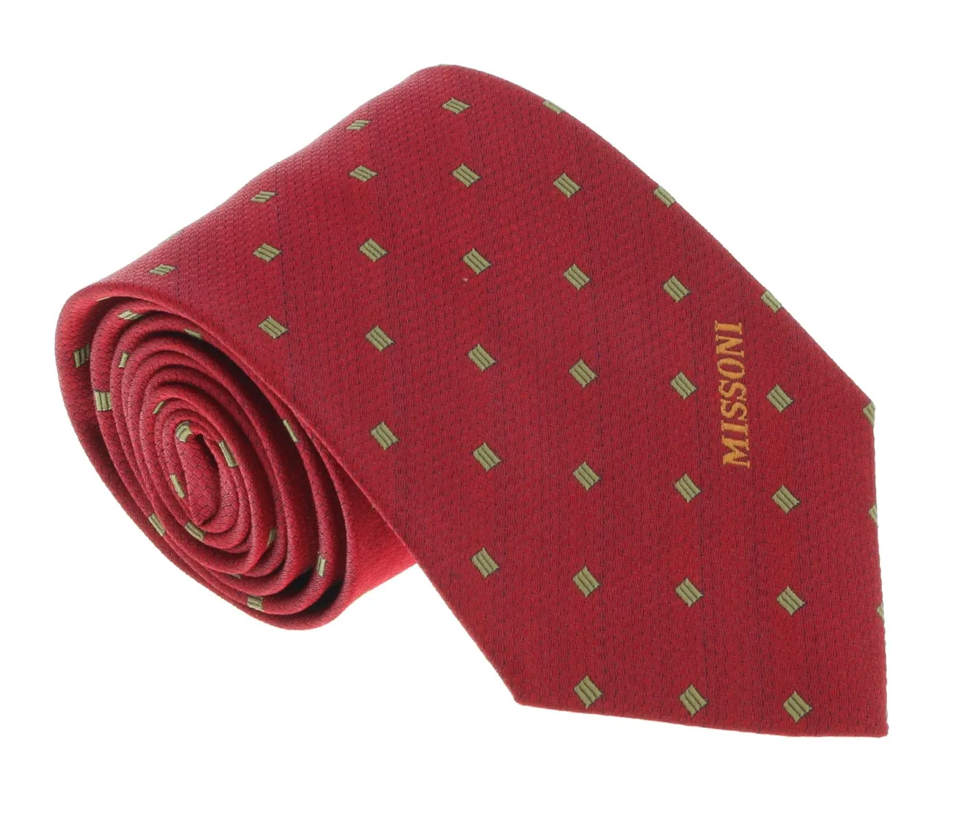 Missoni U5028 Red/Gold Motif Pure Silk Tie