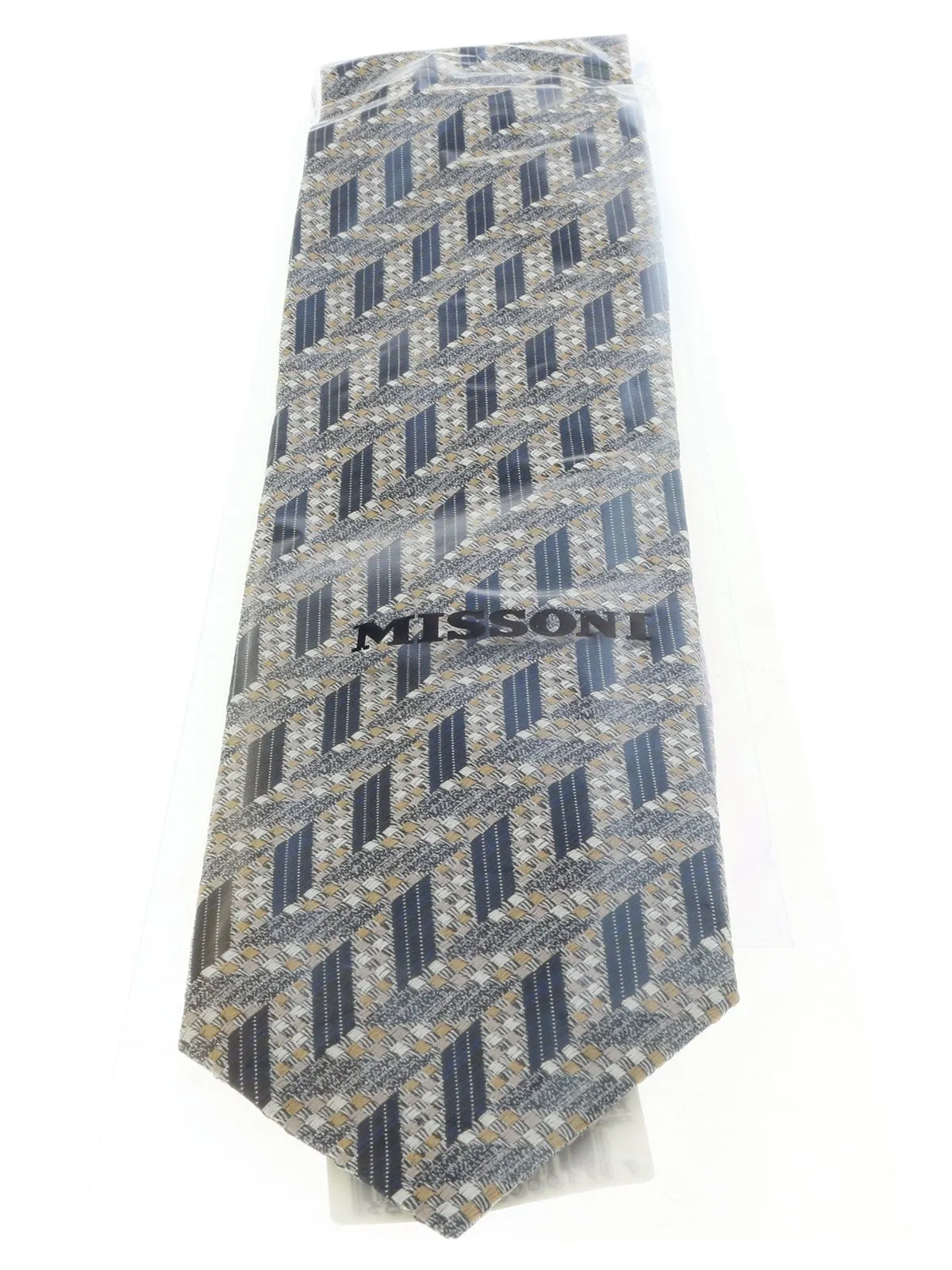 Missoni U5097 Silver/Gold Chevron Pure Silk Tie