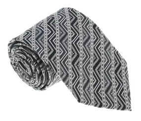 Missoni U5098 Silver/Black Graphic Pure Silk Tie