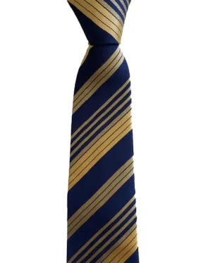 Navy Blue and Yellow Gold Repp Striped Tie