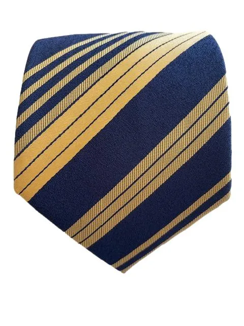 Navy Blue and Yellow Gold Repp Striped Tie