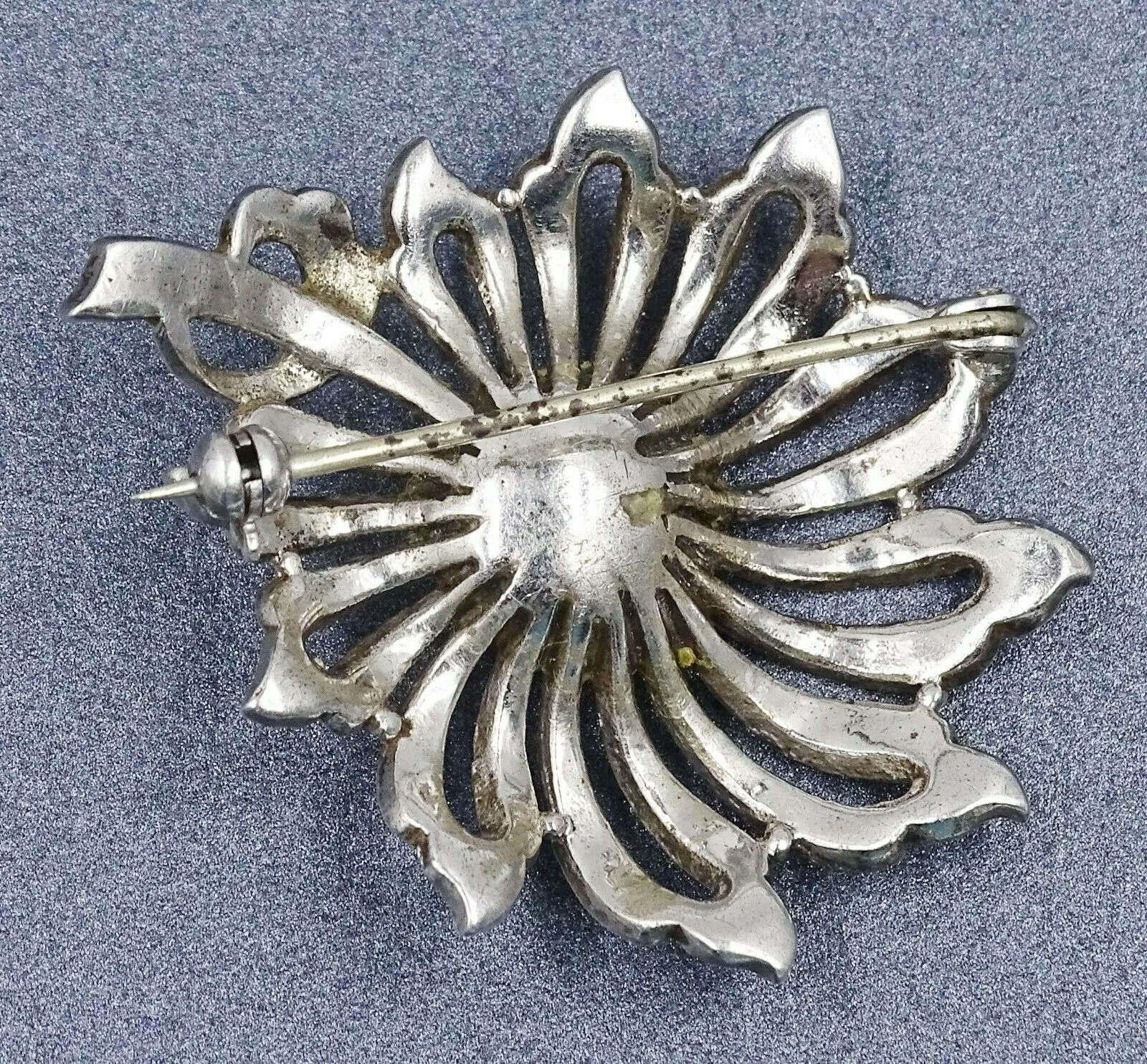 Pearl & Marcasite Floral Sterling Silver Brooch