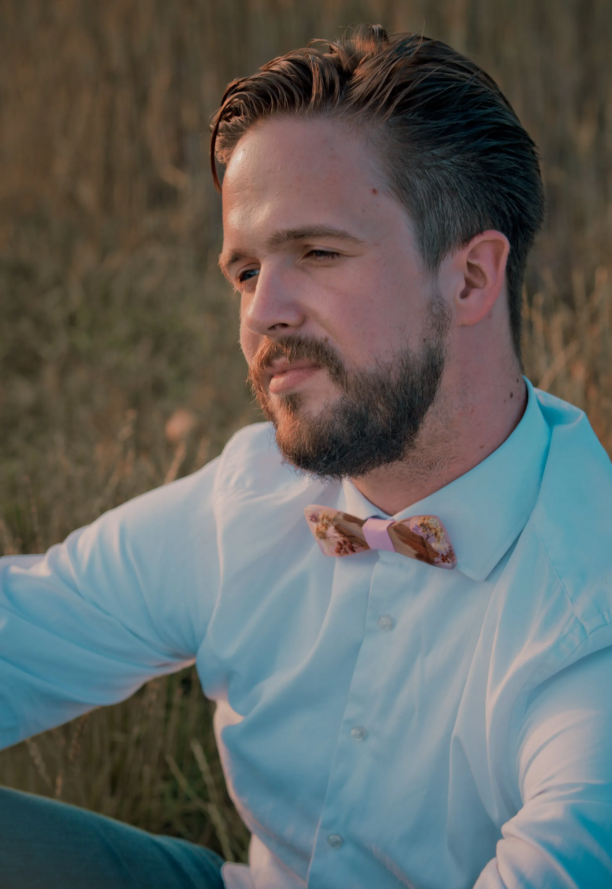 Pink and brown wooden resin bow tie Men's accessories Wedding accessories Floral wooden bow tie Magaela accessories Resin Romantic bow tie
