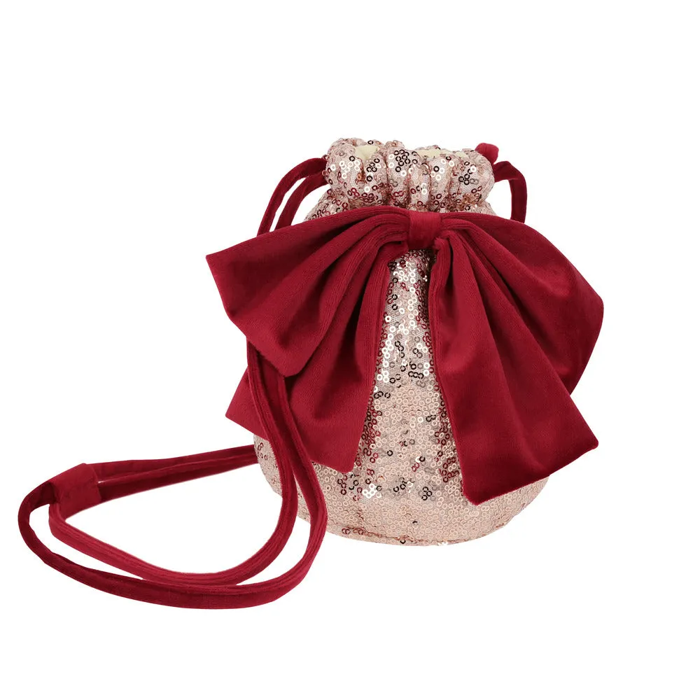 Pink sequin bow bag
