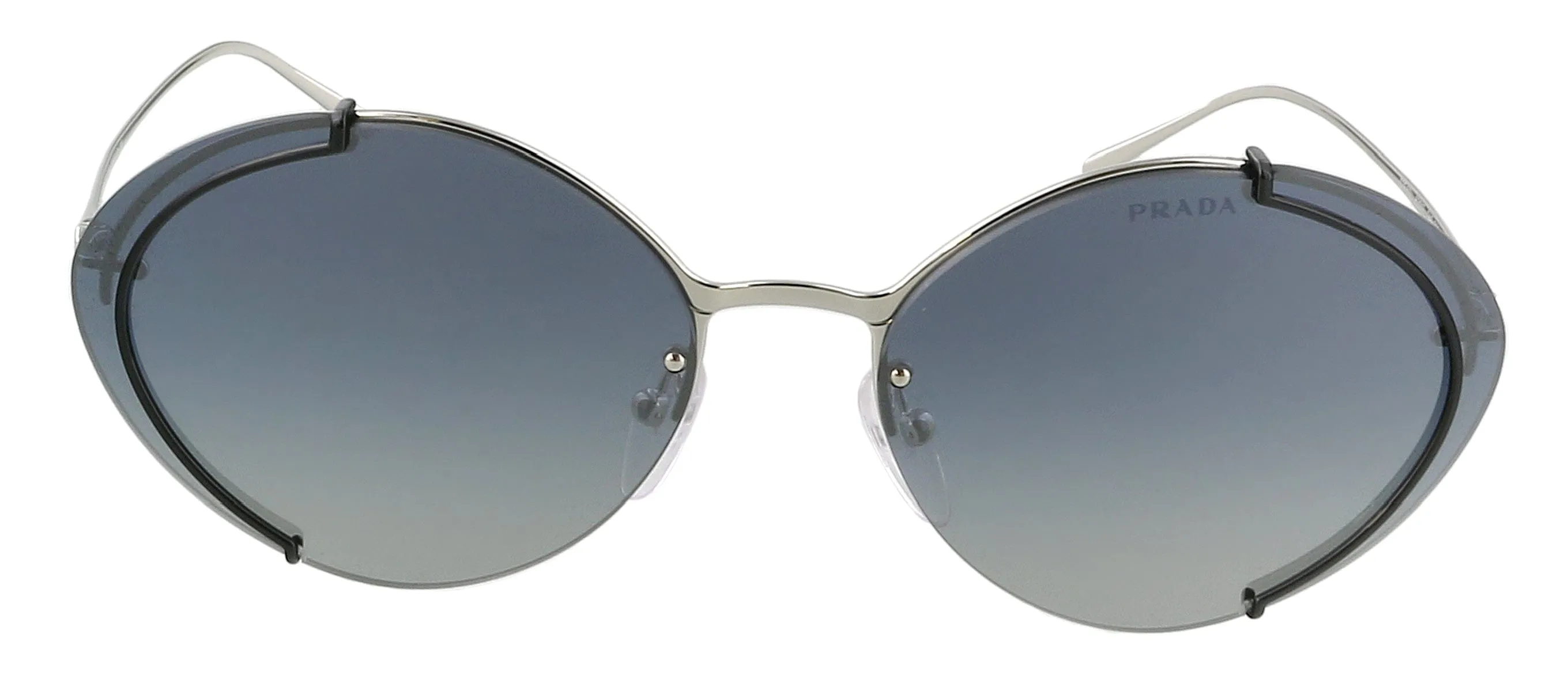Prada 0PR 60US CONCEPTUAL GAQ3A0 Silver/Black Oval Sunglasses